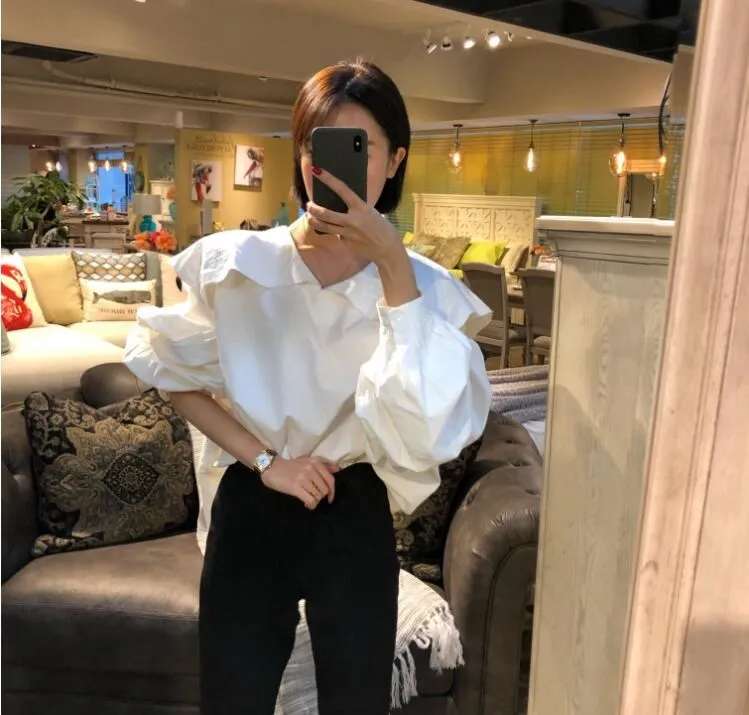 WHITNEY WANG 2019 весенне-осенняя модная уличная блузка в Корейском стиле с матросским