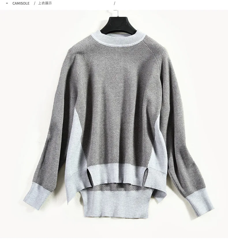 Зимние вязаные теплые костюмы хитового цвета с отстрочкой шерстяной свитер