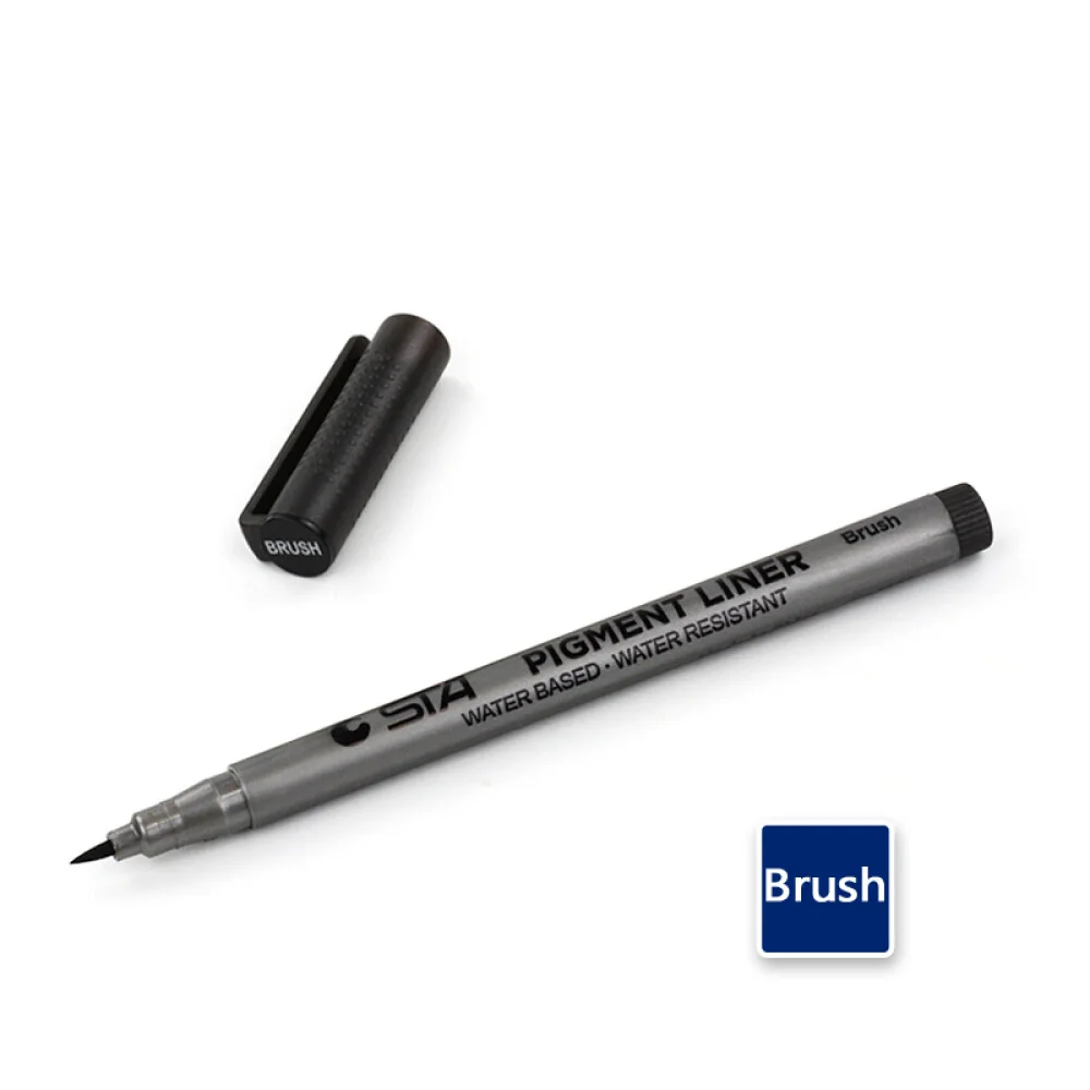 STA пигмент лайнер Pigma Micron чернила маркер для белой доски 0,05 0,1 0,2 0,3 0,4 0,5 0,6 0,8 кончик кисти черный тонколинейная ручка для эскизов - Цвет: Brush