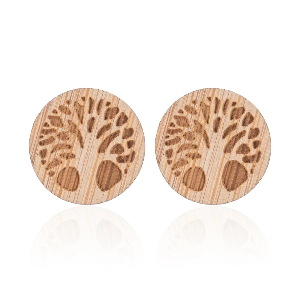 

Daisies Wishing Tree Wooden Stud Earrings Tree of Life For Women Men Gift Jewelry Girl Couple Bijoux Femme