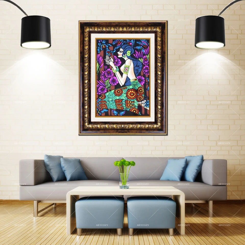Artcozy Золотая рамка абстрактные картины Юньнань влагозащищенная Картина на