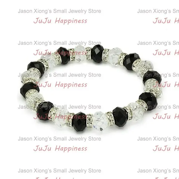 Цельнокроеный посеребренный эластичный браслет из искусственного хрустального