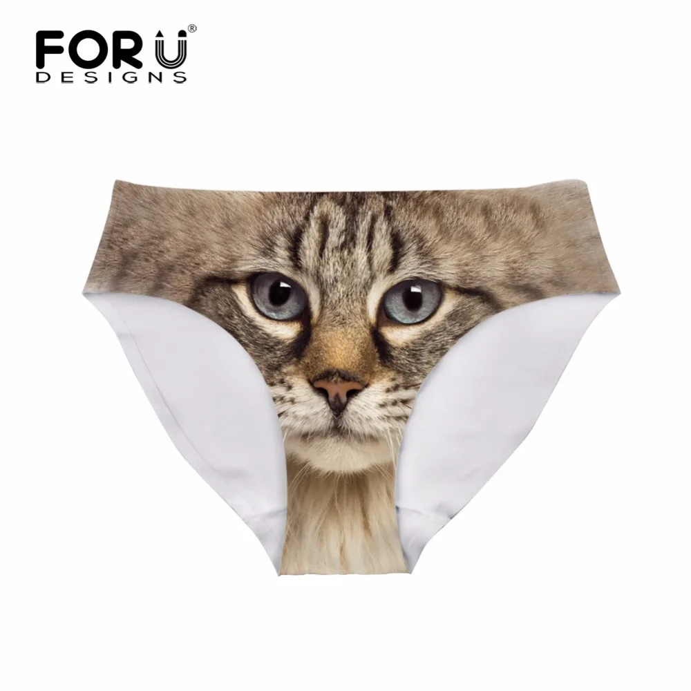 Женские бесшовные трусики FORUDESIGNS с 3d рисунком животных кошек совы киски собак
