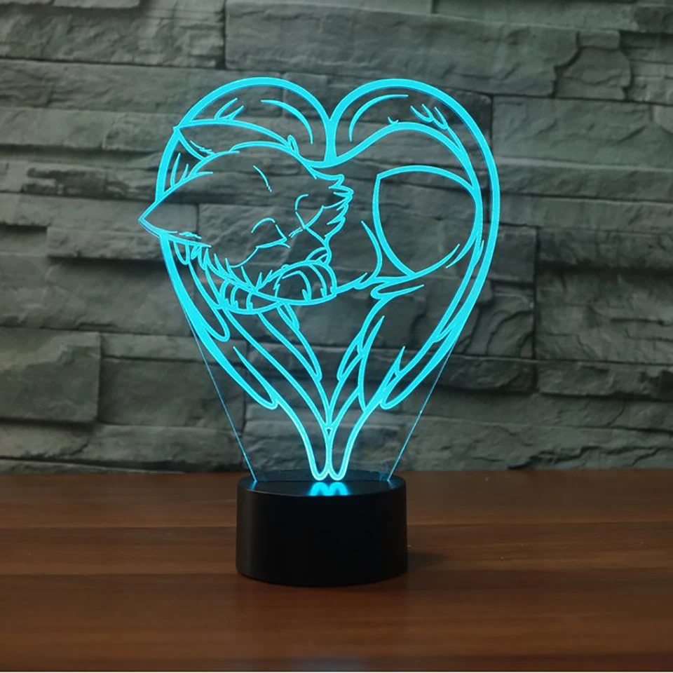 

Cartoon Sleeping Wolf 3D illusion Night Light 7 Colors Changing Touch Remote LED Animal Table Lamp For Home Decor