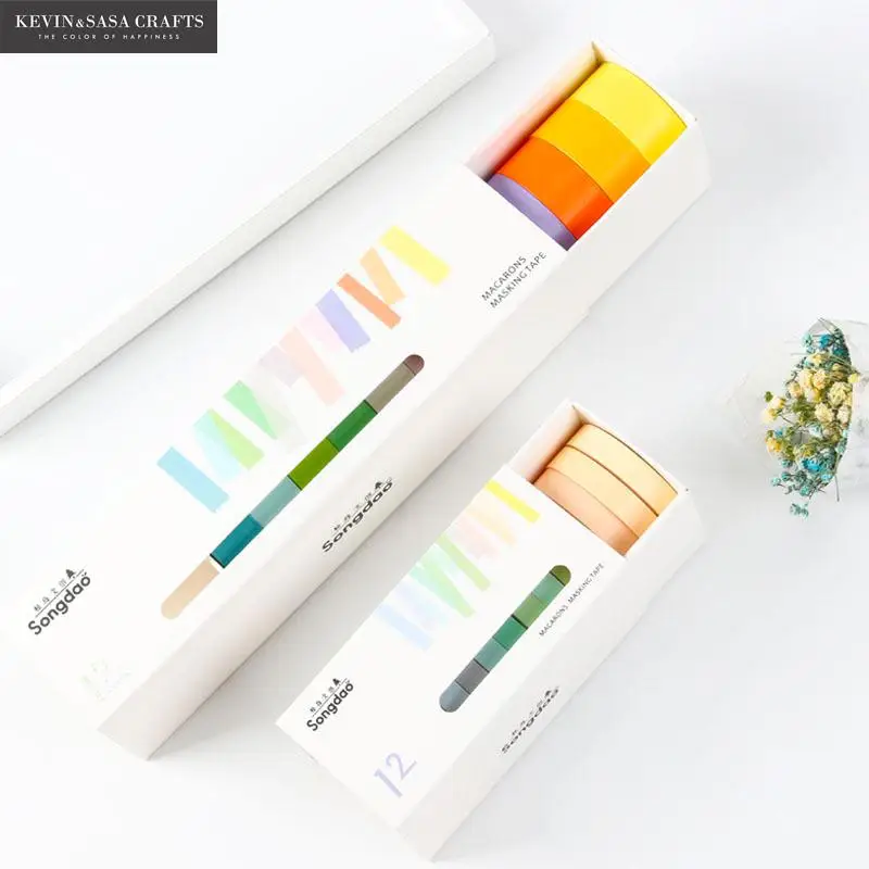 12 шт. однотонная цветная клейкая лента качественные канцелярские принадлежности