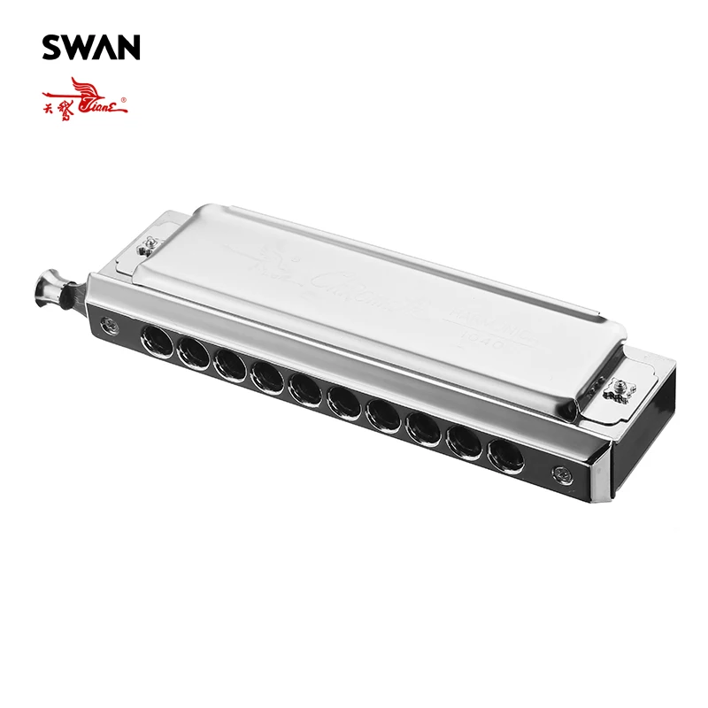 Лебедь SW1040-5 закругленный мундштук 10 отверстий 40 тонов Хроматическая губная гармоника переключаемый деревянный духовой музыкальный инструмент Лебедь Губная гармошка