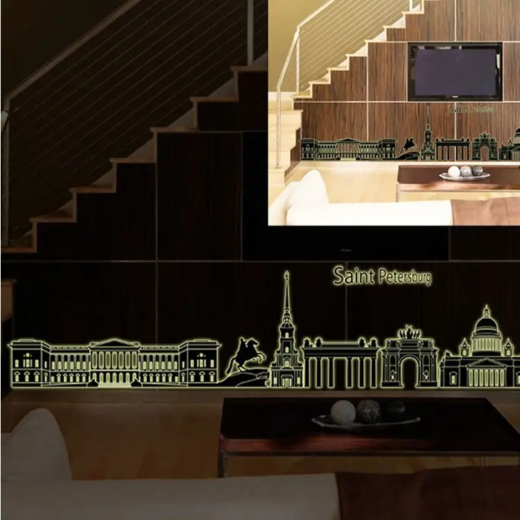 Фосфоресцирующая русская Настенная Наклейка с изображением Питера домашний