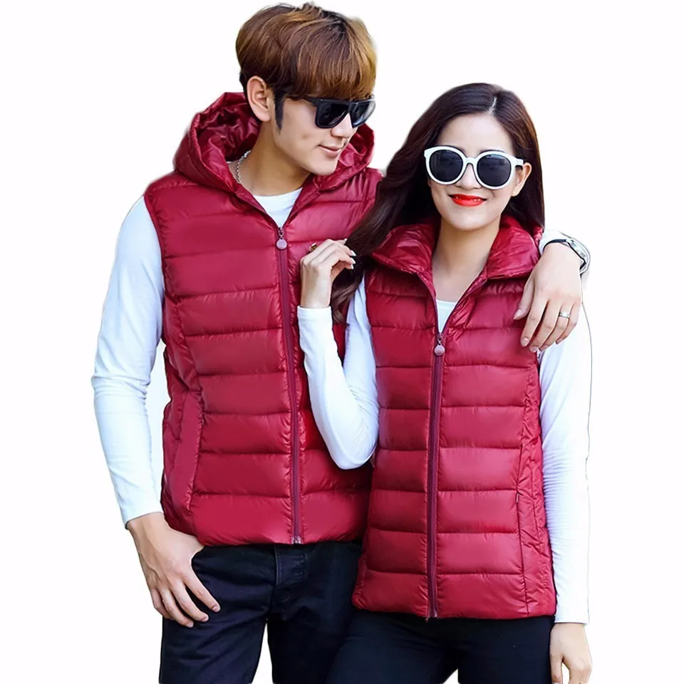 Мужские однотонные Жилеты с капюшоном зимние повседневные куртки без рукавов