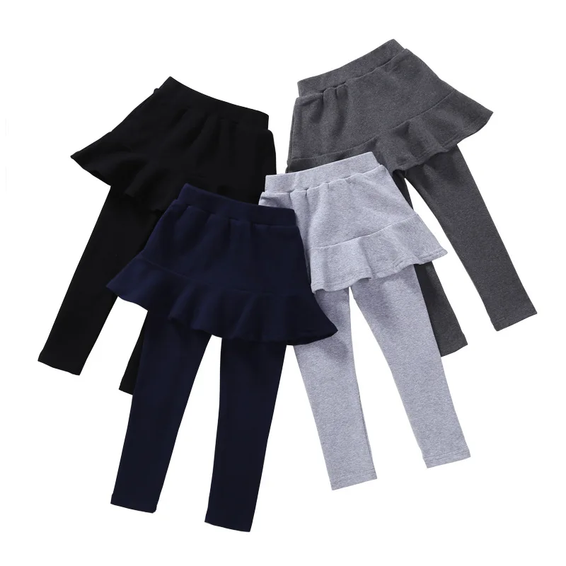 Модные штаны для девочек леггинсы юбка имитация двух детских штанов юбки улицы