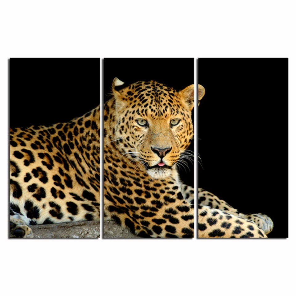 Wall Art Pictures Home Decoration Posters Frame 3 Pieces Forest Animal Leopard Living Room HD Printed Modern Painting On Canvas | Дом и сад