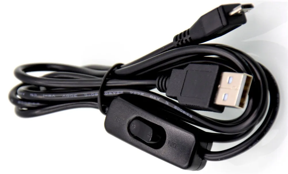 Кабель питания с USB на Micro и выключателем для Raspberry Pi 3 Model B + plus бесплатной
