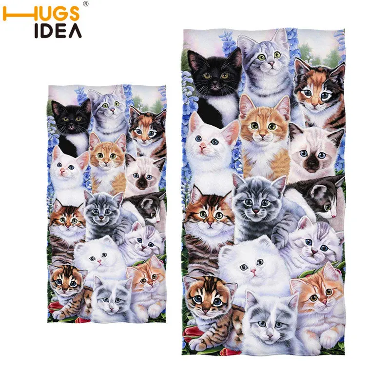 L4225Z30-Z31 HUGSIDEA забавный кот Selfie Print 2 шт./компл. Наборы полотенец плюшевое банное полотенце для лица быстросохнущее мягкое полотенце s Взрослый Детский абсорбирующий - Цвет: L4225Z30-Z31