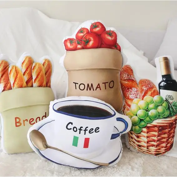 Игрушек! Супер милые плюшевые игрушки sumulation Молоко Кофе Хлеб помидор корзинка