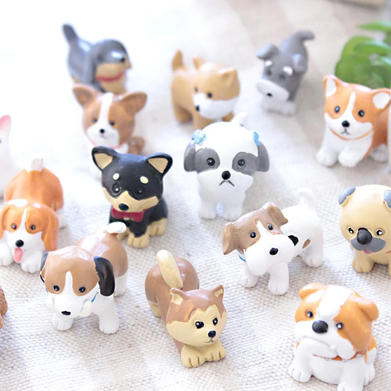 Миниатюрный щенок из смолы каваи 16 шт./компл./набор мини мультфильм фигурки собак