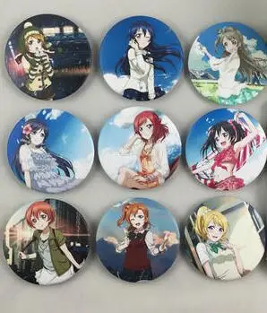E 9pcs set 9 шт./компл. значок аниме Love live Lovelive Minami Kotori Ayase Eli Sonoda Nozomi брошь значок больше стилей значок Kawai анимация - Окраска металла: E 9pcs set