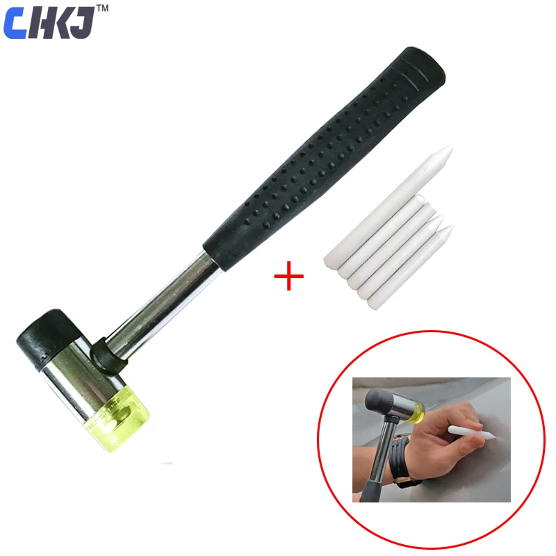 

CHKJ Car Dent Removal Paintless Dent Repair Tools Hammer Tap Down Toolkit Hand Tool Set Rubber Hammer with 5pcs Nylon Pen