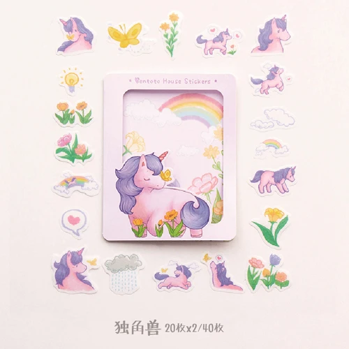 unicorn 40 шт./упак. милые Животные серии Пингвин Косплей Shiba «Лисья Секретная служба»(Inu DIY клейкая декоративная Стикеры компьютерный декор канцелярские принадлежности для школьников, студентов - Цвет: unicorn