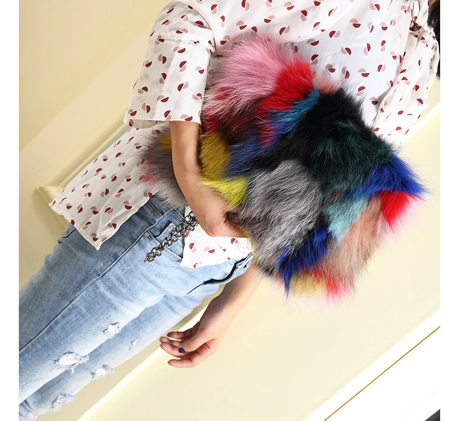 Природа меха лисы женская сумка через плечо слатч сумки 2019 лоскутное blosa вечерние