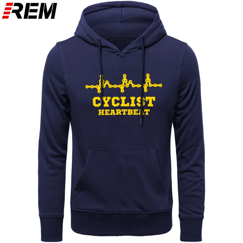 Для мужчин s CYCLINGer Cyclist Heartbeat Горный Дорожный велосипед Забавный велосипед мужские повседневные толстовки с длинными рукавами в китайском стиле, толстовки - Цвет: NAVY YELLOW