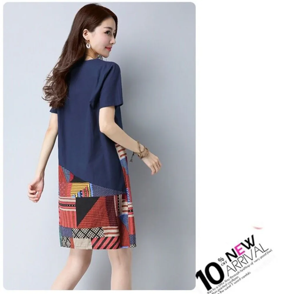 ROPALIA 3 цвета повседневное летнее платье с круглым вырезом женское ретро в стиле