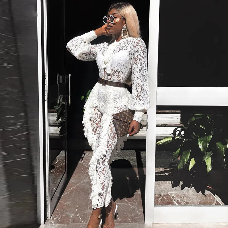 Элегантный женский летний кружевной комбинезон женская одежда повседневные