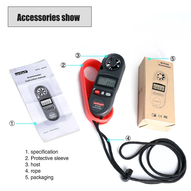 Цифровой анемометр IP67, скорость воздуха, шкала-10~ 45C C/F, измерение температуры 30 м/с, ЖК-дисплей, индикатор скорости ветра