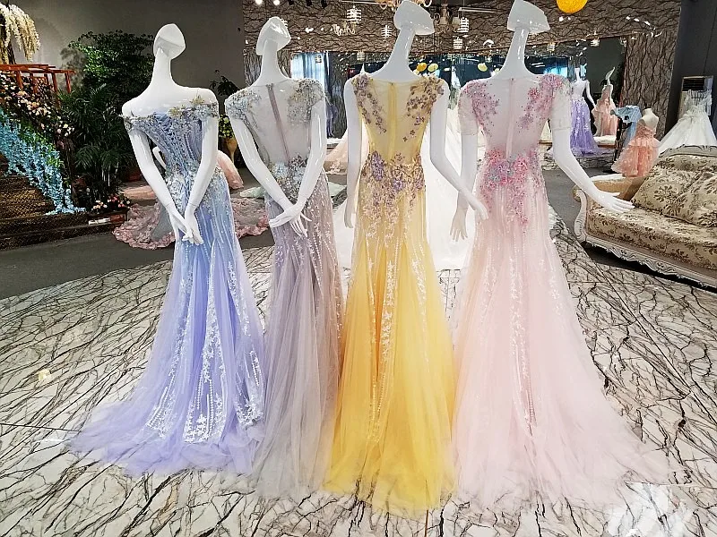 LS00200 Fashion mermaid evening dress zipper back beading appliqued lace formal for wedding prom | Вечерние платья