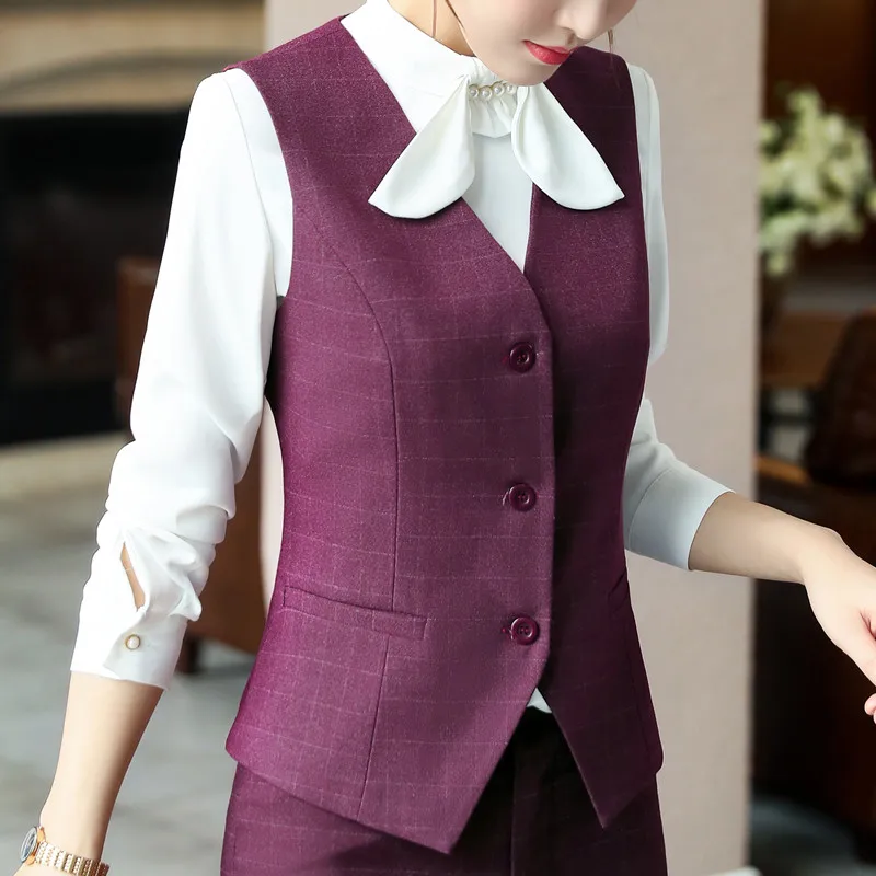 Модный деловой клетчатый жилет новинка 2018 рабочая одежда Униформа облегающие