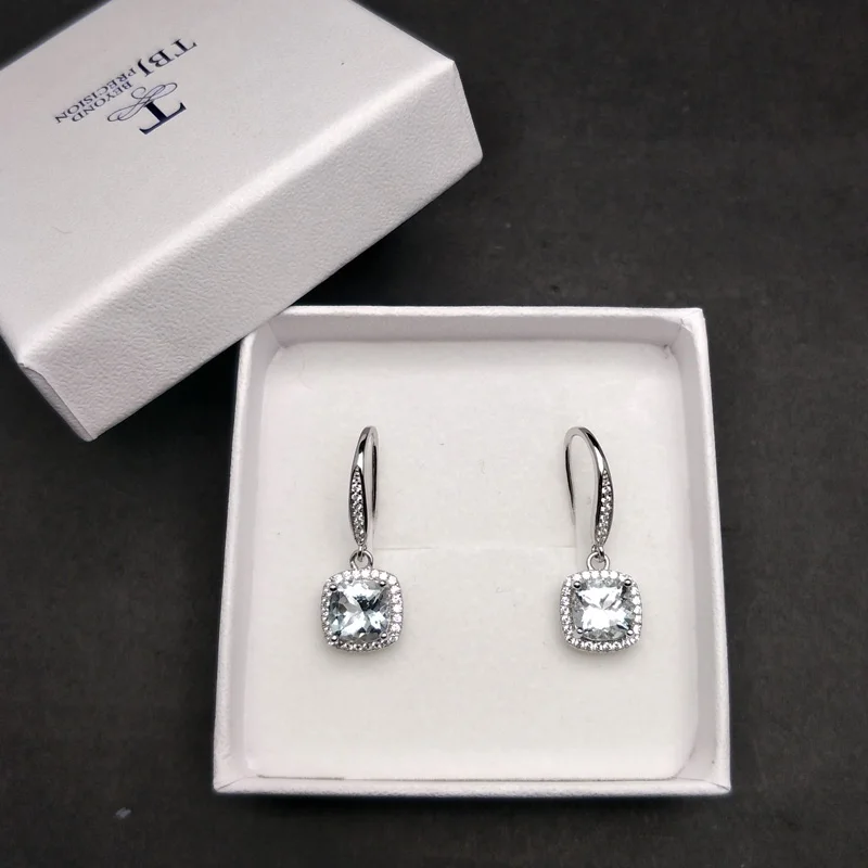 TBJ Новые висячие серьги с натуральным бразильским Аквамарин полудрагоценный