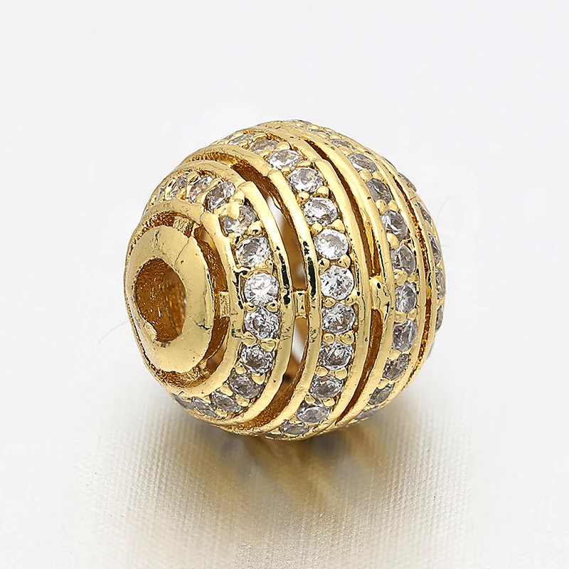 10 мм * 9 круглые бусины с большим отверстием латунь микро инкрустированный Циркон