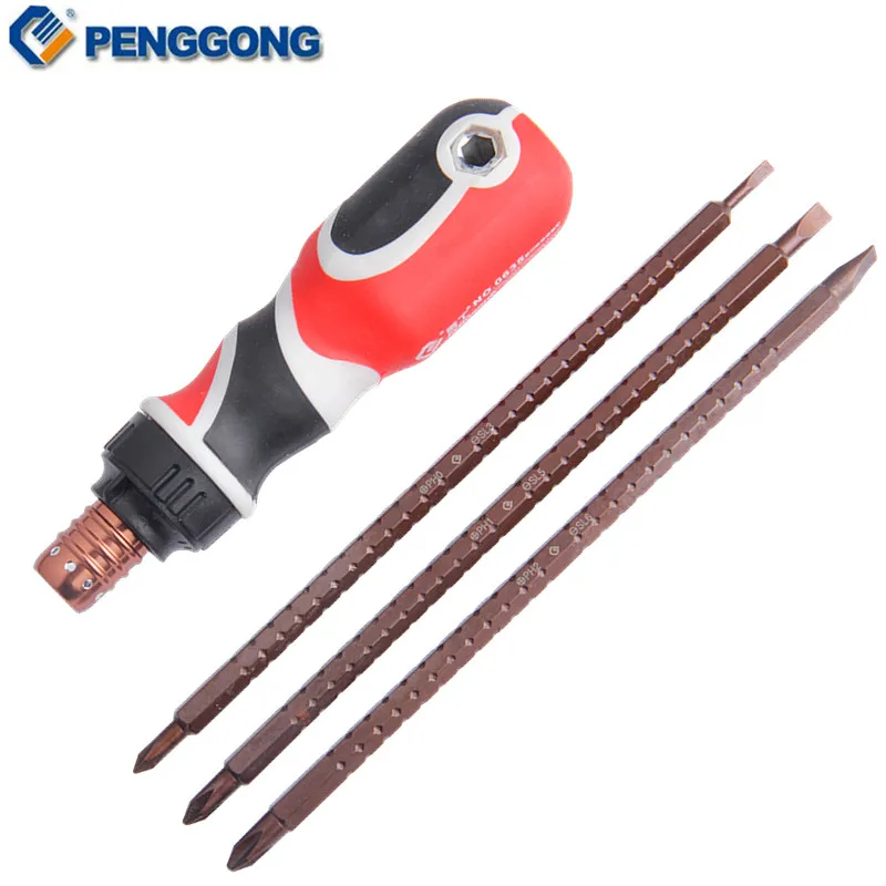 Отвертка PENGGONG 4 шт. регулируемая модель телескопическая из сплава S2 ручные