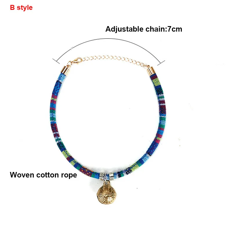 Sqinans 1pc Ethnic Style Dog Collar Braided Rope Necklace Adjustable Personalized Puppy Cat Neck Strap | Дом и сад