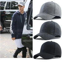 men big head baseball capblackgray color adult peaked cap with large size circumference 56 68cm wool hip hop hat