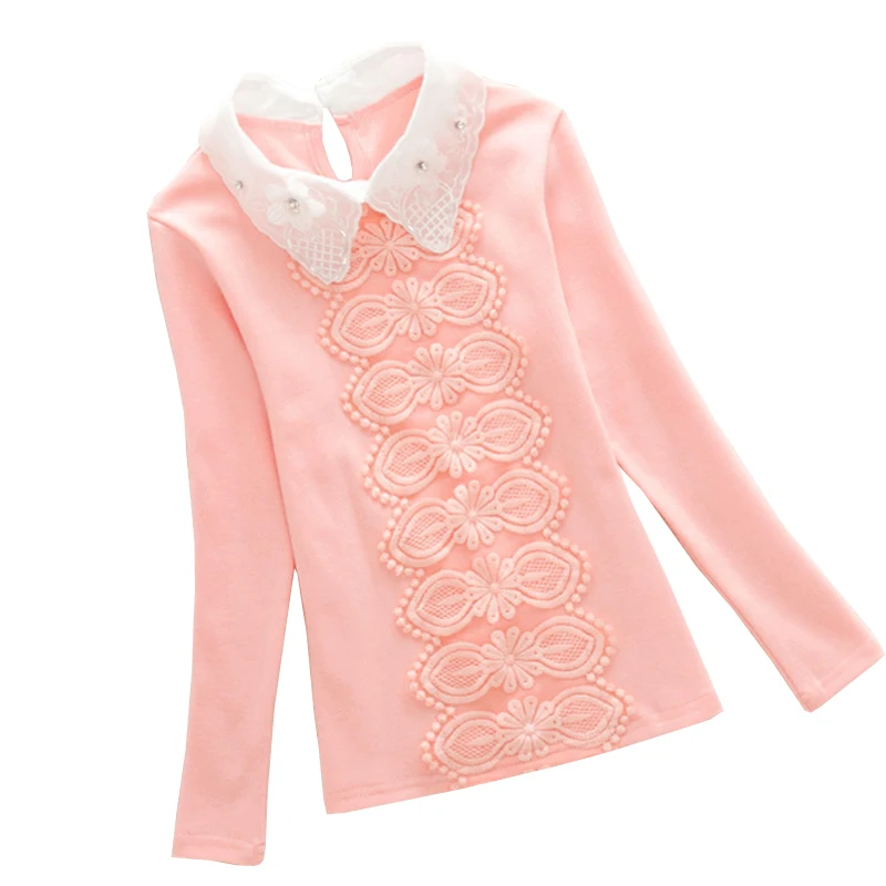 2017 г. Детский джемпер осенне зимние кружевные топы для больших девочек детская