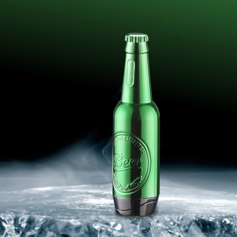 Креативная мини зажигалка надувная Бутановая газовая в форме бутылки пива