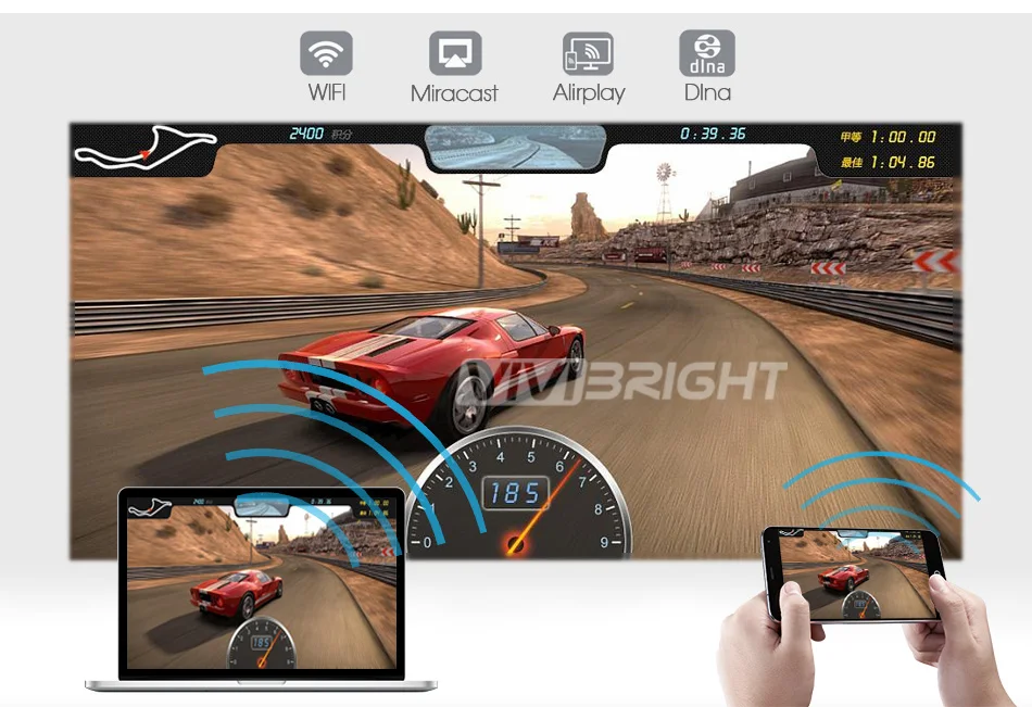 VIVIBright распродажа светодиодный проектор GP80UP, Встроенный Android, Bluetooth wifi, есть в Бразилии, России