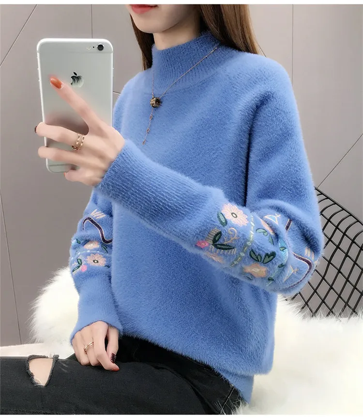 Women Knitted Sweater And Pullovers Korean Fashion Style Turtleneck Sweaters Autumn And Winter New Wool Yellow Sweater