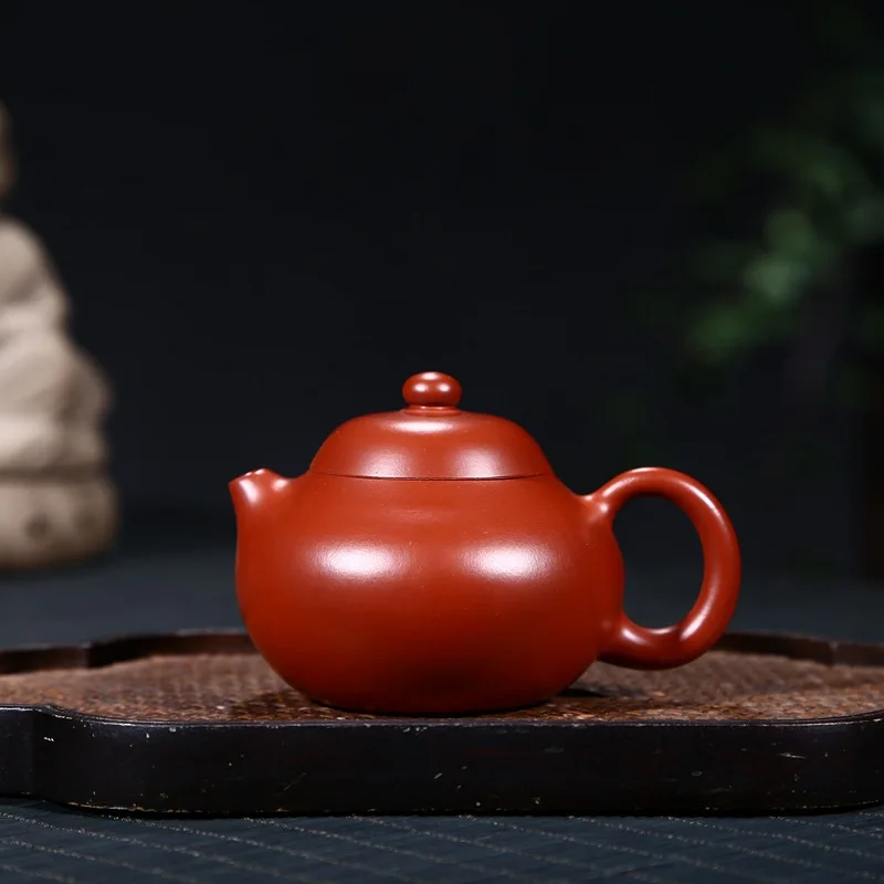 Горячая стильная кастрюля yixing рекомендуется dahongpao pomelos все ручной резной бамбуковый стих агент a берет чайник - Цвет: Бургундия