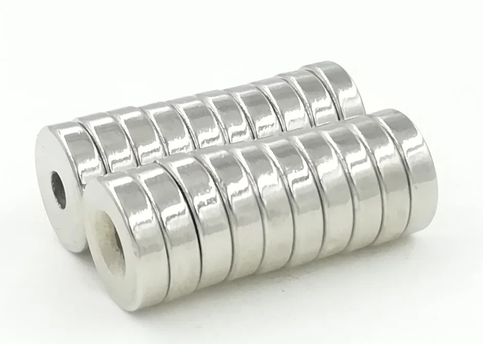 10 шт. супермощные Круглые неодимовые потайные кольцевые магниты 15 мм x 4 отверстие: 5 Редкоземельные N35