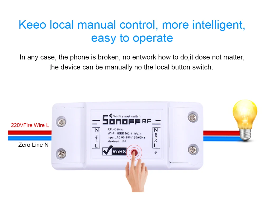 Sonoff RF WiFi умный переключатель DIY беспроводные модули для автоматизации умного дома 433 МГц пульт дистанционного управления работа с гнездом Alexa Google