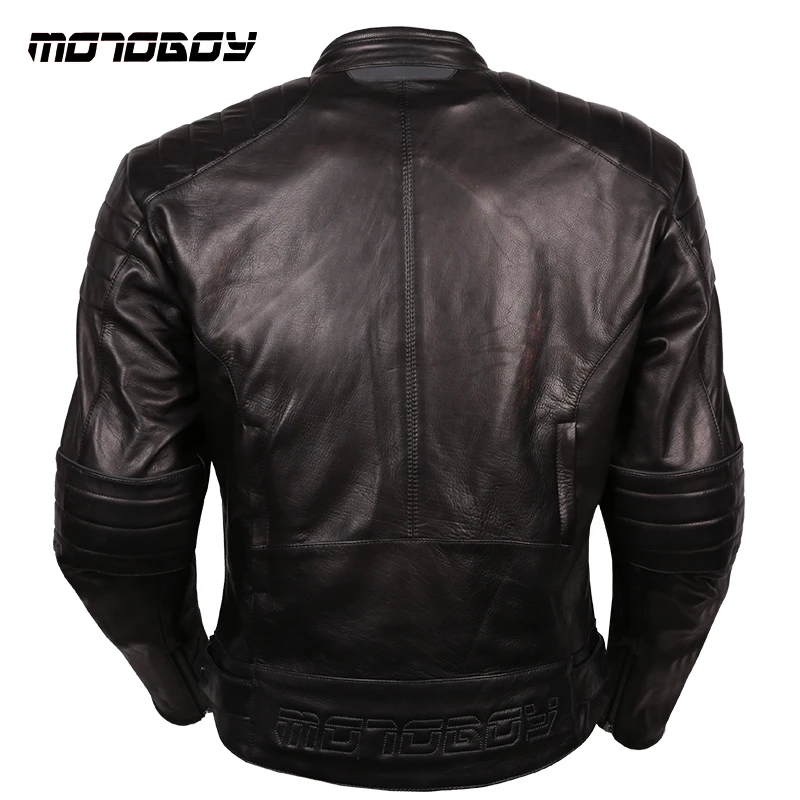 Мужская мотоциклетная кожаная куртка MOTOBOY летняя в стиле ретро Всесезонная