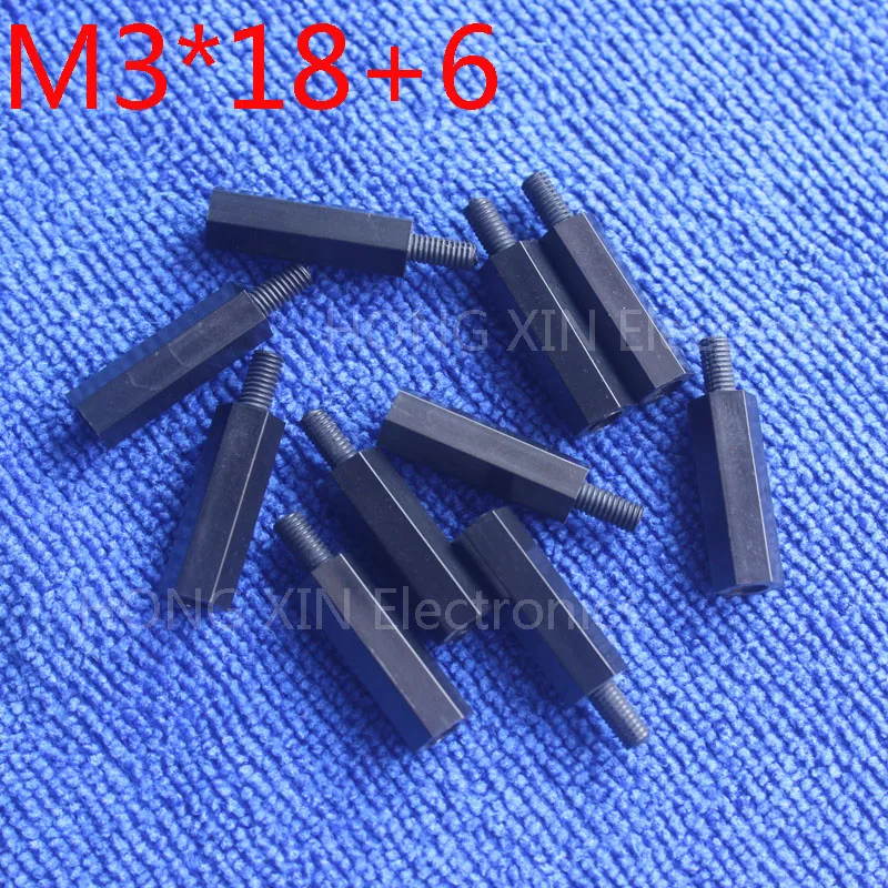 M3 * 18 + 6 1 шт. черная нейлоновая прокладка стандартная штекер-гнездо мм Комплект