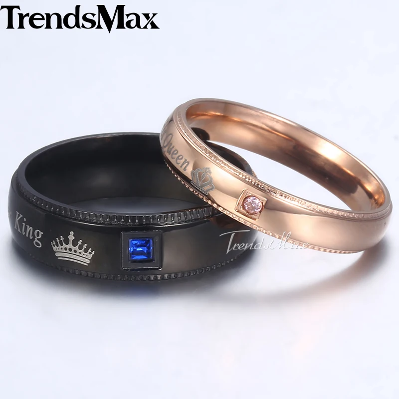 Женские обручальные кольца из нержавеющей стали Trendsmax черные розовые золотистые