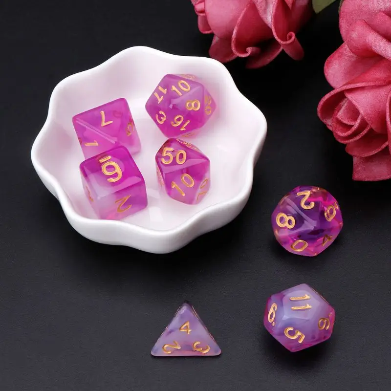 7 шт./компл. многогранные боковые игральные кости D4 D6 D8 D10 D12 D20 для игры в