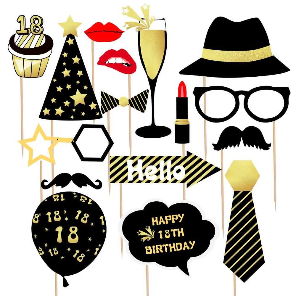 ZLJQ 18th Happy Birthday Photo Booth Реквизит для 16th 30th 40th 50th украшения на день рождения