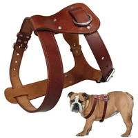 genuine leather dog harness brown real leather dogs walking training vest adjustable straps medium large pitbull boxer mastiff