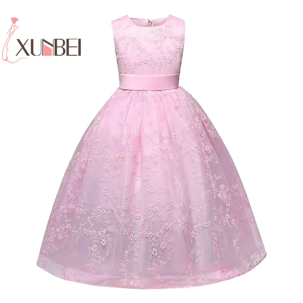 Розовый Petites filles/розовое платье принцессы с цветочным узором для девочек; коллекция года; бальное платье; кружевное Пышное Платье для девочек; платья для первого причастия - Цвет: Розовый