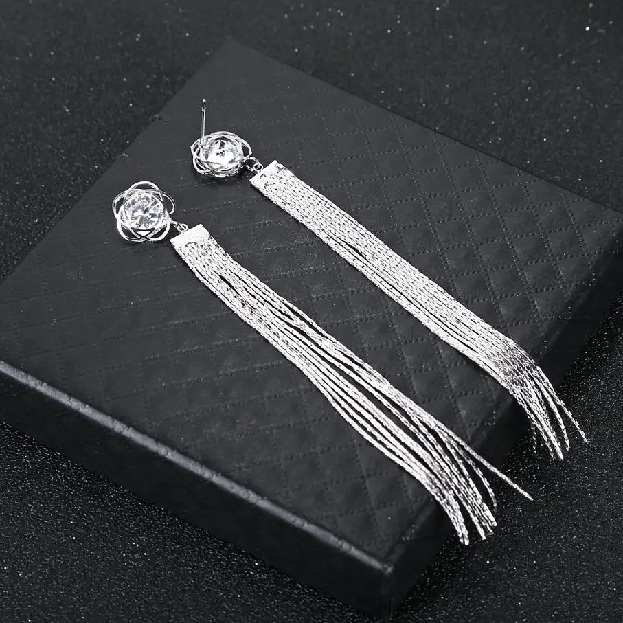 Kuziduocai New Fashion Jewelry Will Not Fade Zircon Rose Flower Tassel Sweet Fresh Stud Earrings For Women Gifts Girls E-232 | Украшения и