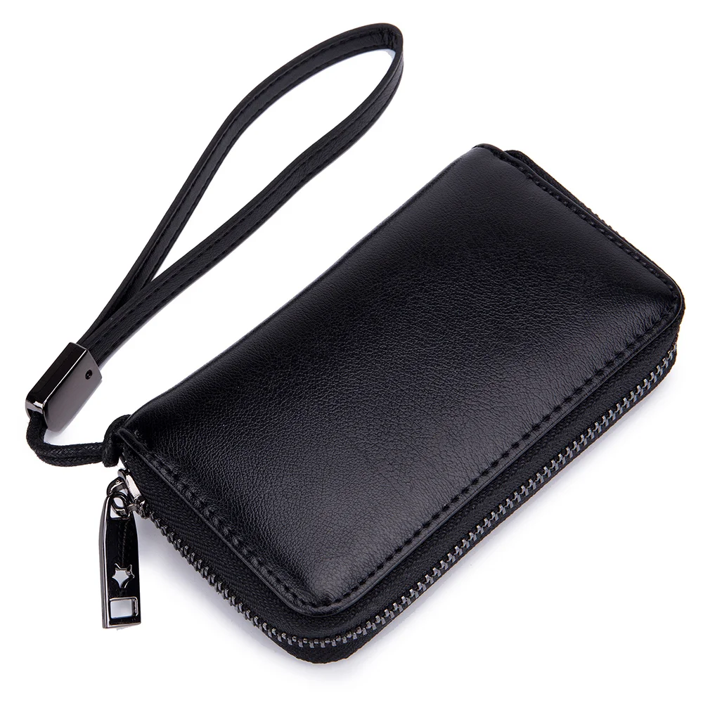 Модные женские туфли Key Holder бумажник кожаный мешок ключа смарт-кошельки Для мужчин случае Ежедневные клатчи для человека ключница дамы высокого Ёмкость - Цвет: Black