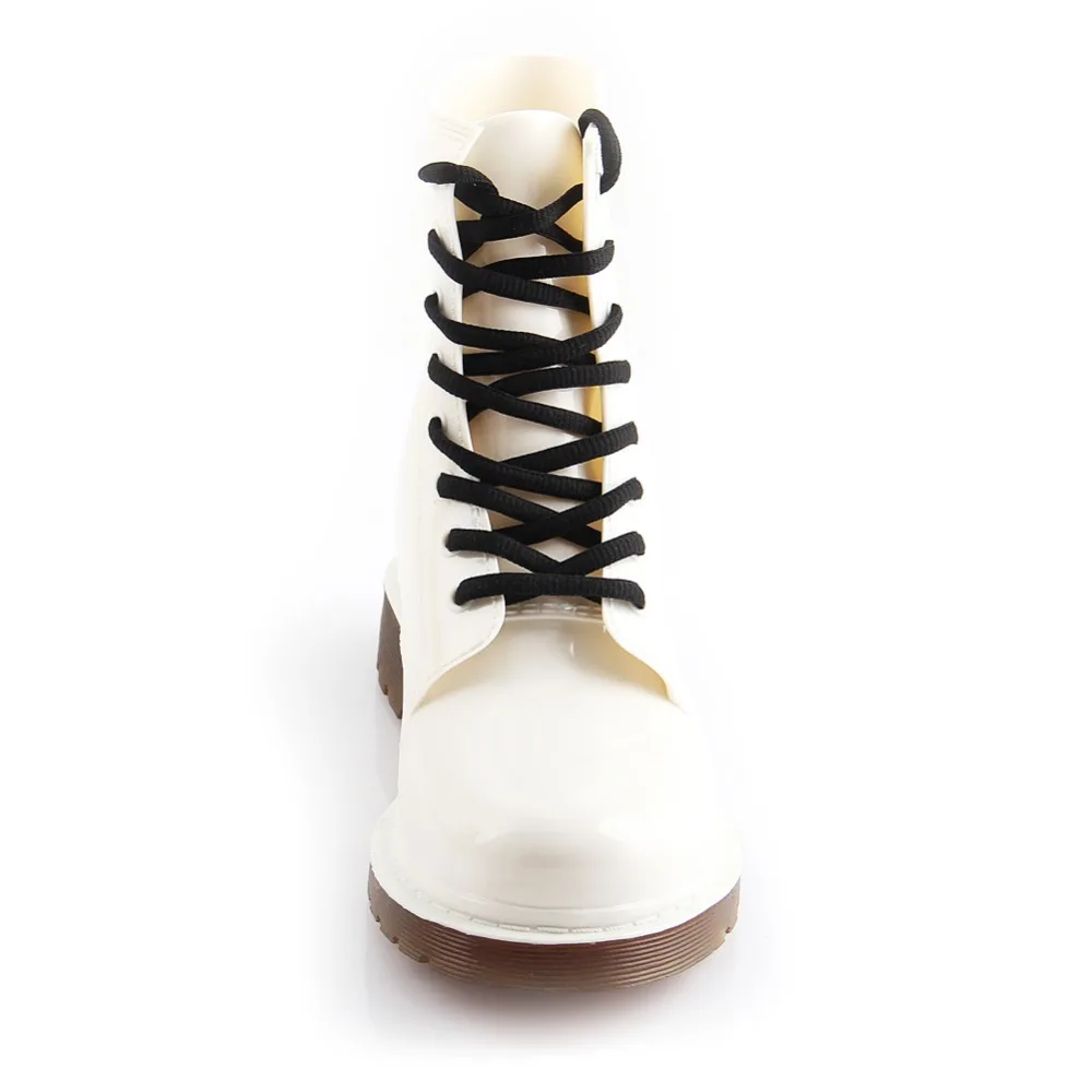 New Women's Leather QUALITY Rain boots Waterproof lace up wellies shoes | Обувь